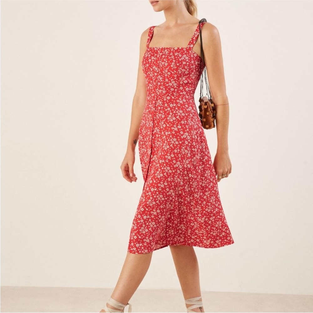 Reformation Persimmon Midi Dress Red